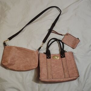 Pink and Gold Shoulder Bags with Structured Design